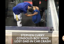 Jugador Stephen Curry de la NBA ora por niño antes de comenzar un partido