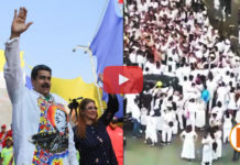 Brujos venezolanos hacen ceremonia satánica apoyando a Maduro a la luz del día